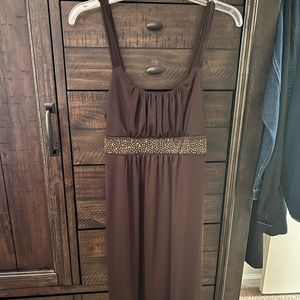 Size Junior Large - Chocolate Brown cocktail dress with gold sequin waist